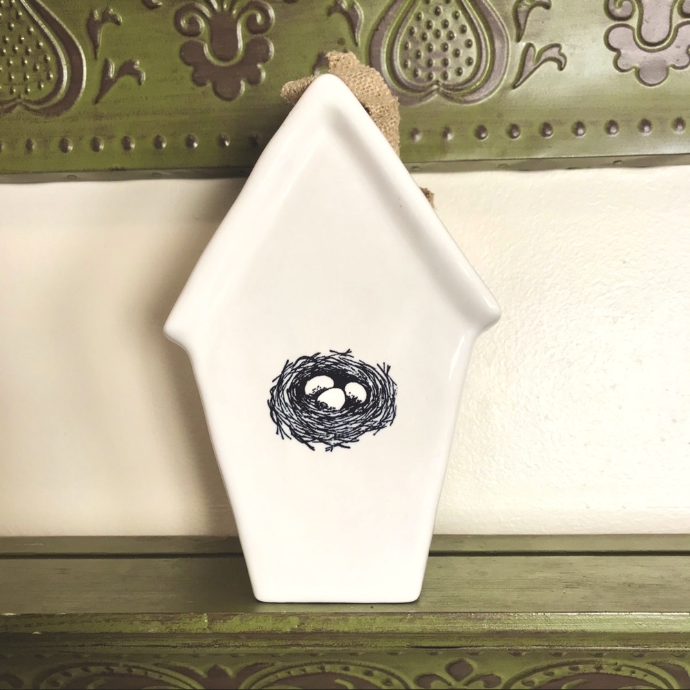 NEW Rae Dunn REST Ceramic Birdhouse Bird House 9” - Picture 3 of 8
